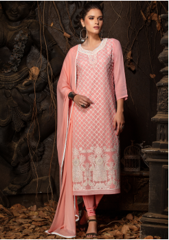 Pink Color Designer Viscose Straight Cut Suit